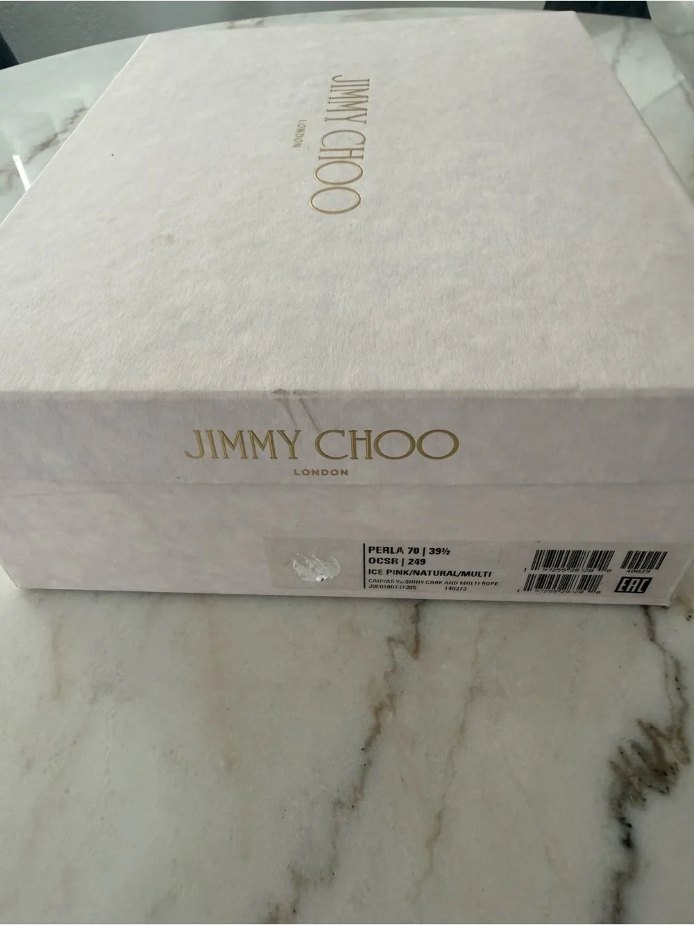 Jimmy Choo Perla 70 Pale Pink Espadrille Wedge Sandals